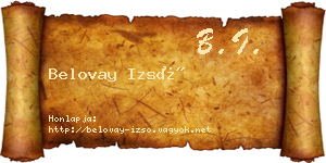Belovay Izsó névjegykártya